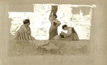 Am Brunnen, Capri, Frauen mit Amphore