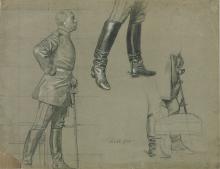 Eine Figur, Stiefel u.a. zu Kronprinz Friedrich Wilhelm