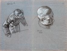 Zwei Figuren zu Prinz Wilhelm, Oberkörper und Kopf