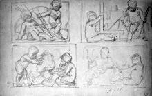 Putten-Allegorie der K&uuml;nste (Entwurf f&uuml;r vier Reliefs oder Giebelfelder?)