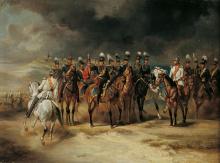 Militärische Szene mit König Friedrich Wilhelm IV.