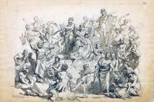 Berühmte Griechen um Apoll, Entwurf zu den Treppenhausbildern der Kieler Universität (nicht ausgeführt)