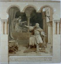 Heinrich von Ofterdingen. Daheim, Illustration zu <cite>Frau Aventiure</cite> von Joseph Victor von Scheffel