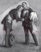 Modellstudie zu Moltke und Wilhelm II, sich die Hände reichend