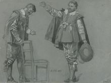 Zwei männliche Figuren in Barockkostümen