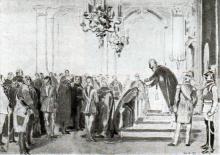 Die Investitur des Prinzen Alfred von England als Schwarzer Adlerordensritter, Skizze