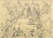 Justitia, Entwurf zu den allegorischen Wandbildern der vier Fakultäten für die Universität in Kiel (nicht ausgeführt)