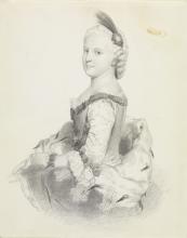 Halbfigurenbildnis der Markgräfin Karoline Luise von Baden, sitzend nach links gewendet