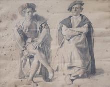 Figuren zu den Luther flankierenden sitzenden M&auml;nnern (Philipp I., Landgraf von Hessen, und Caspar Sturm?)