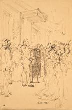 Szene auf dem Hofball mit Kronprinz Friedrich und Hermann von Helmholtz