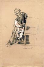 Männliche Figur, sitzend und sich umschauend