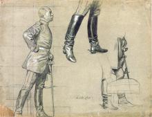 Eine Figur, Stiefel u.a. zu Kronprinz Friedrich Wilhelm