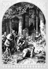 König Walmund findet Wolfdietrich im Walde