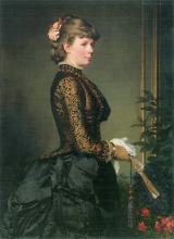 Porträt Malvina von Werner, die Gattin des Künstlers, in einem Kleid mit cul de Paris
