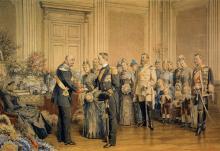 Farbskizze zu dem Gemälde <cite>Verlobung des Prinzen Heinrich am 90. Geburtstag Kaiser Wilhelms I.</cite>