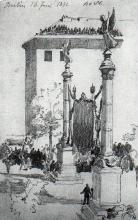 Das Velarium Unter den Linden auf der Höhe der Neustädter Kirchstraße am 16. Juni 1871