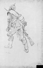 Soldat mit Gewehr von hinten