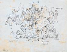 Entwurf zu den nicht ausgeführten Bildern für die Universität in Kiel (Berühmte Griechen um Apoll)