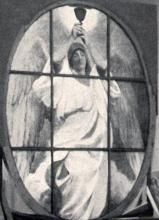 Engel mit Kelch, Karton zu einem der drei Glasfenster in der Apsiskalotte des Berliner Doms