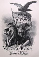 Titelblatt zu "Mænner und Thaten". Vaterländische Balladen von Feodor von Köppen