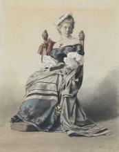 Malvina von Werner in historischem Kost&uuml;m, sitzend