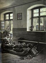 Kronprinz Friedrich Wilhelm an der Leiche des Generals Abel Douay (Weißenburg, 4. August 1870)