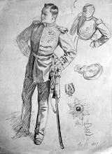 Uniformierter sowie Details von Uniform und Orden u.a.