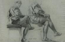 Sitzende Figur mit übergeschlagenem Bein und Variante derselben