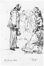 Wilhelm I. im Gespräch mit zwei Damen auf dem Hofball