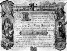 Ehrenbürgerbrief der Stadt Radolfzell für J. V. v. Scheffel