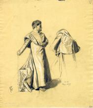 Geistlicher und Gewandstudie (Figur zu Kardinal Hieronymus Aleander)