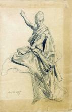 Weibliche Gewandstudie zu einer Adresse