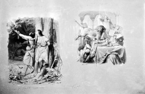 Zwei Illustrationen zu <cite> Der Cid. Nach spanischen Romanzen</cite> von Johann Gottfried Herder