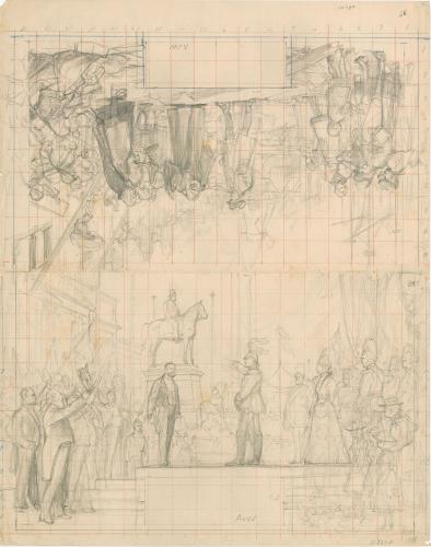 Entwurf für das Rathaus in Altona (nicht ausgeführt; 2 Szenen auf einem Doppelblatt: Empfang im Altonær Hafen, 17./18. Jh. [?] 