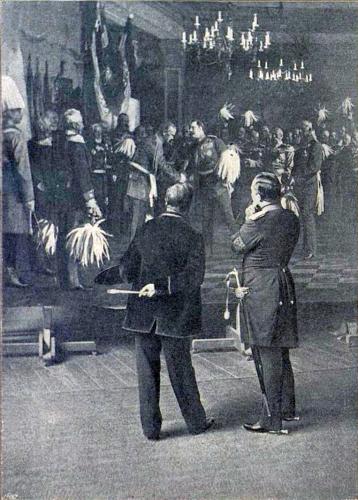 Wilhelm Fechner: Kaiser Wilhelm II. im Atelier Anton von Werners; im Hintergrund das Gemälde <cite>Moltkes 90. Geburtstag</cite>