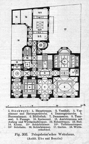 Palais Pringsheim, Grundriss des 1. Obergeschosses