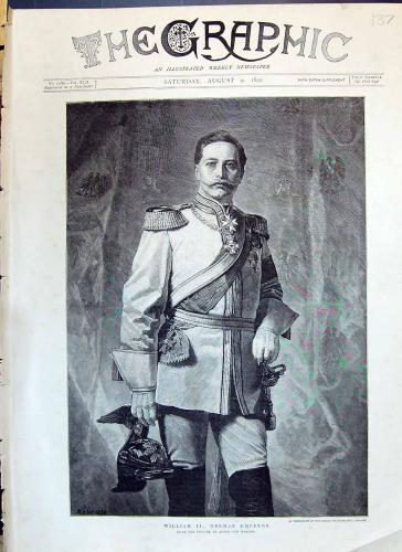 The Graphic vom 9. August 1890, Titelseite Porträt Kaiser Wilhelm II. von Anton von Werner 