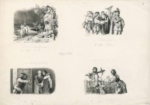 Vier Illustrationen zu <cite>Wilhelm Tell</cite> von Friedrich Schiller